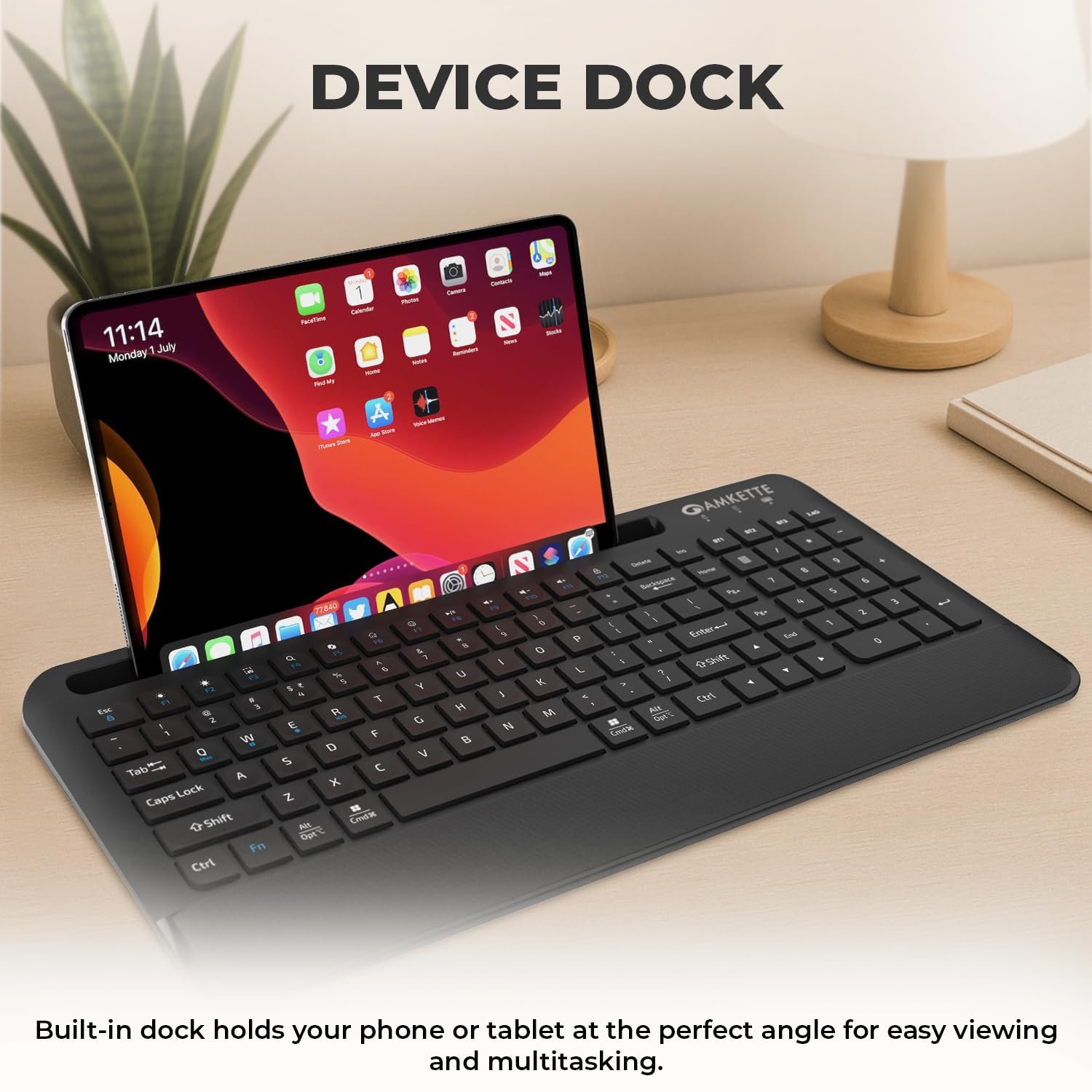 Amkette Optimus Pro Max Multi Device (4in1) Rechargeable Wireless Keyboard/Bluetooth Keyboard with Scissor Keys | One Click Device Switching and AI Access for MacOS, Windows, Android & iOS (Black) - Image 7