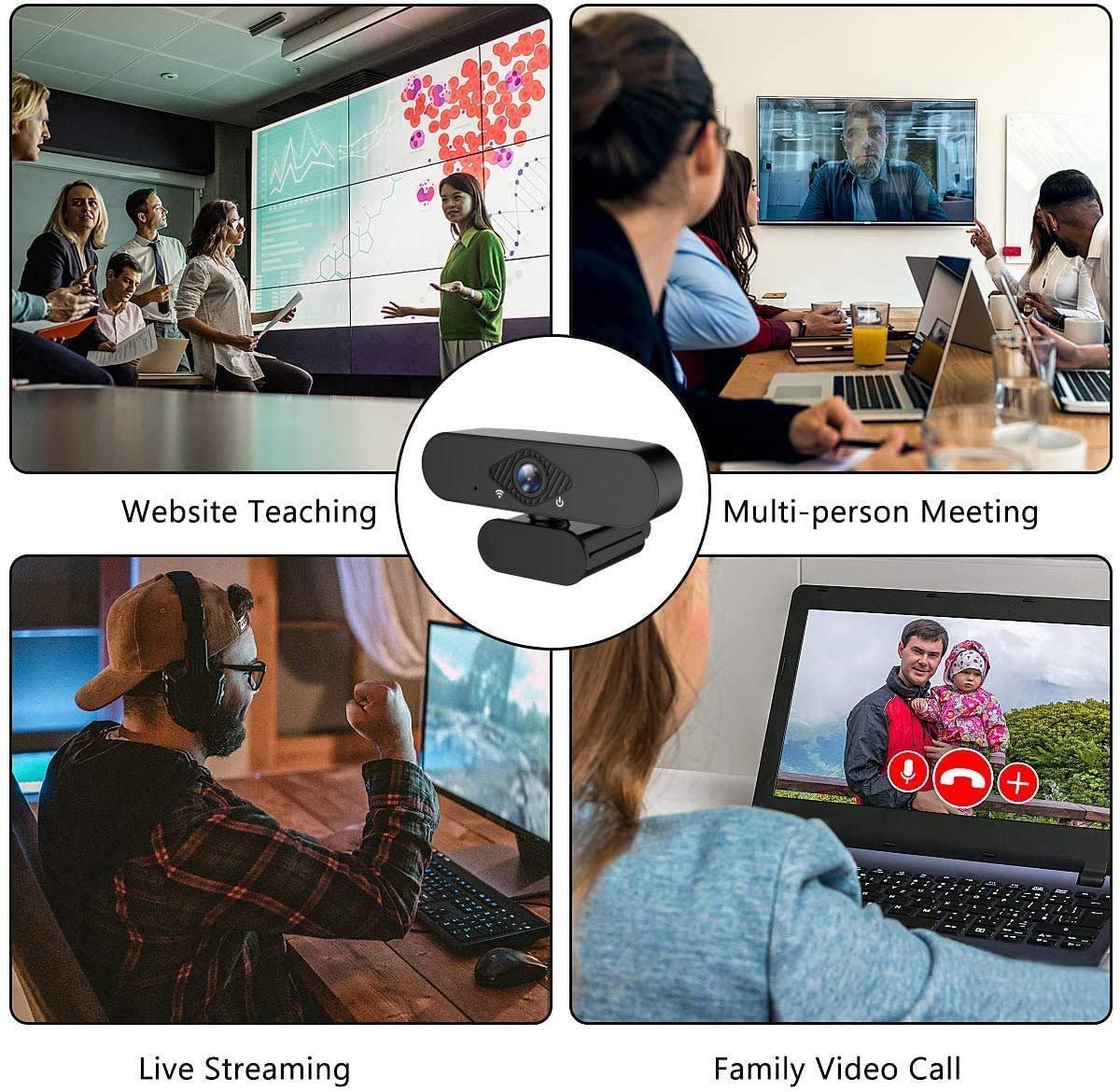 smars® HWC-86L 1080P HD Web Cam with Microphone 360* Rotation Plug and Play USB 2.0/3.0 Computer Camera for Laptop or Desktop HD PC Web-Camera