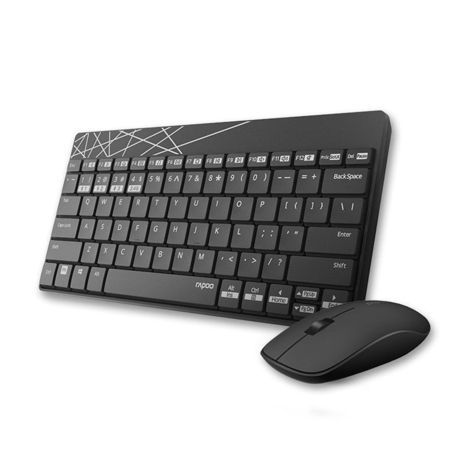 Rapoo 8000M Multi-Device Wireless & Bluetooth Keyboard & Mouse Combo | Spill Resistant |2.4GHz, BT 3.0 & 4.0 | 1300 DPI | Windows & Mac OS Support |Silent Keys | 3 Yrs Warranty |Silent |Black - Image 2