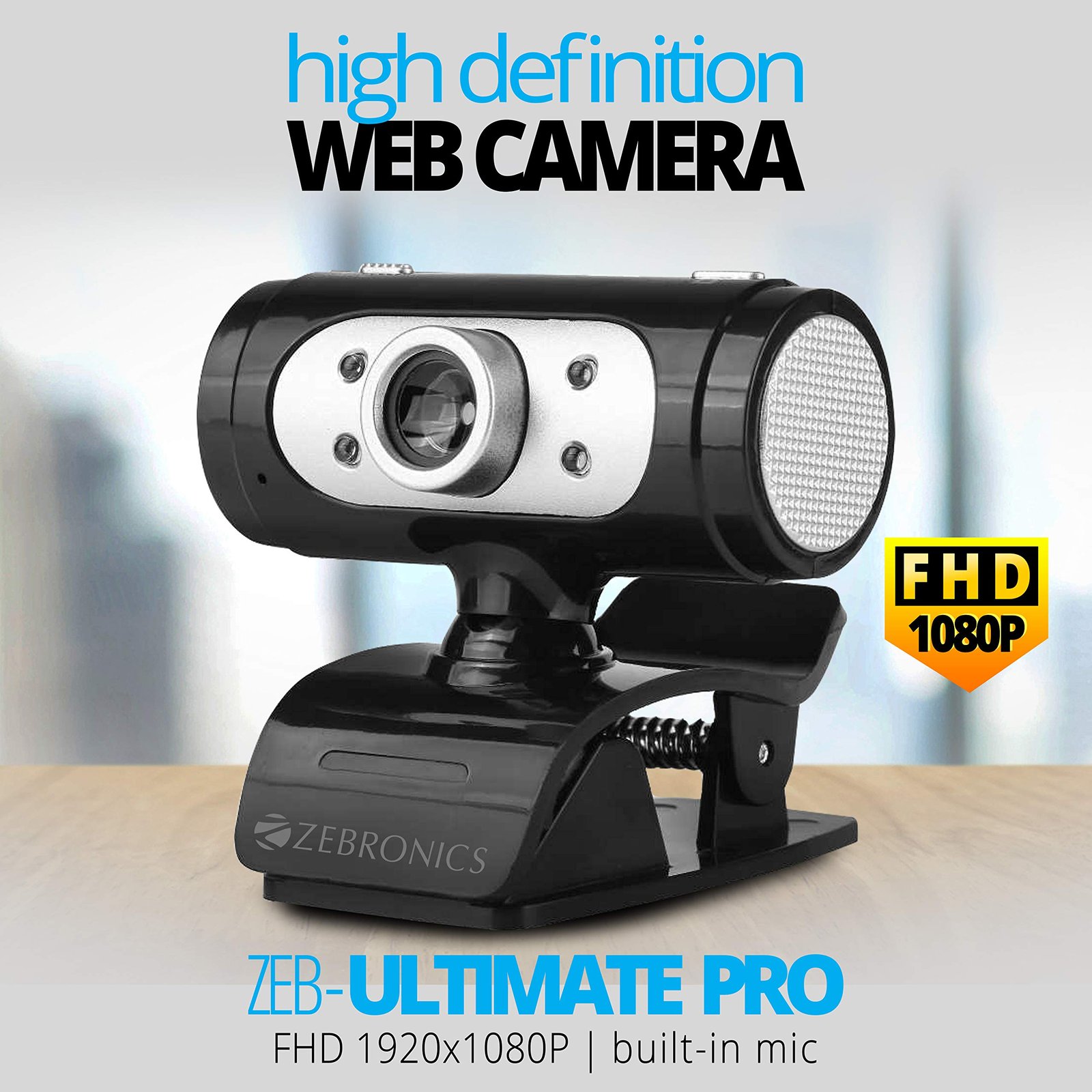 Zebronics Zeb-Ultimate Pro (Full HD) 1080p/30fps Webcam with 5P Lens, Built-in Mic, Auto White Balance, Night Vision, Manual Switch for LED (Black) - Image 7