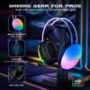 HAMMER Blaze Wired Over Ear Gaming Headphones with Mic, 50mm Drivers, Full RGB Lights, Gaming Headset with Adjustable Bands, Breathable earcushion, 1.5Mtr Wire with USB (Black)