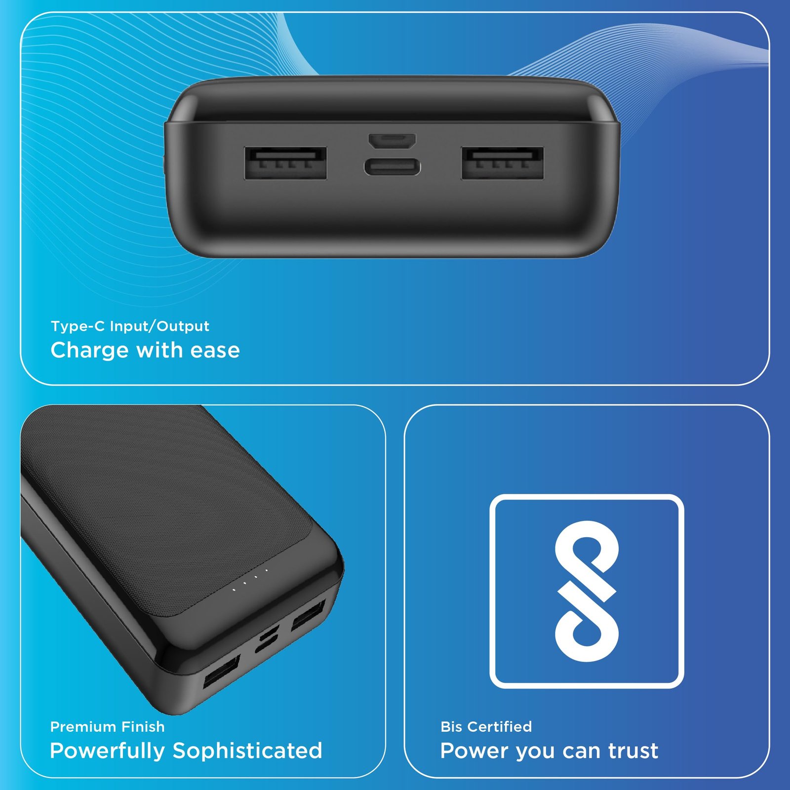 URBN Power Bank 20000mAh Fast Charging | 22.5W Super Fast Power Delivery (PD) Portable Charger | Triple Output | USB Type C Input & Output | Pass Through Charging | (Black) - Image 7