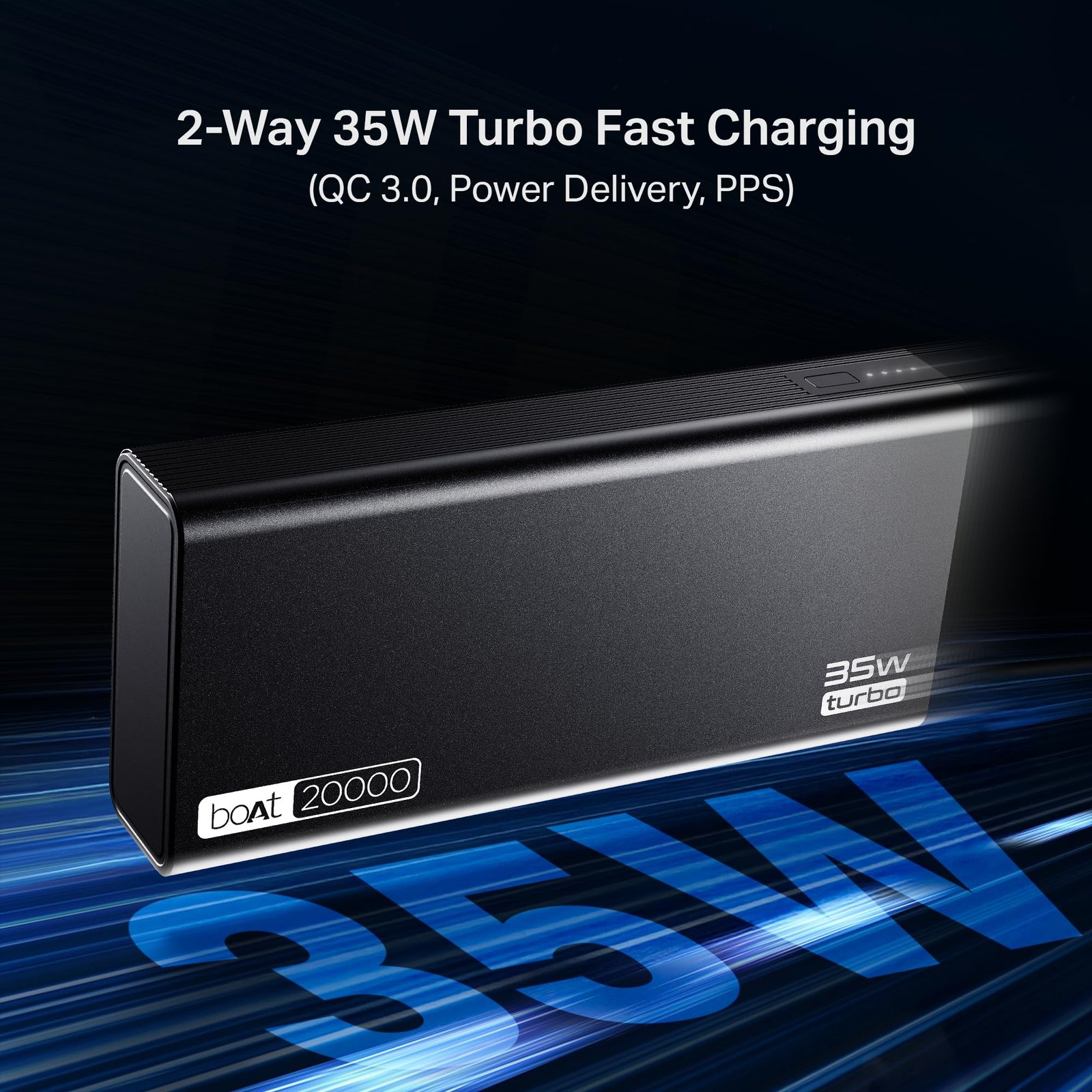 Boat Energyshroom PB435 20000 mAh 35W Super Fast Charging Power Bank, Smart 12 Layer Protection (4X Output Ports, Supports Android, iPhone, Tablets, Earbuds, etc.) (Onyx Black) - Image 4