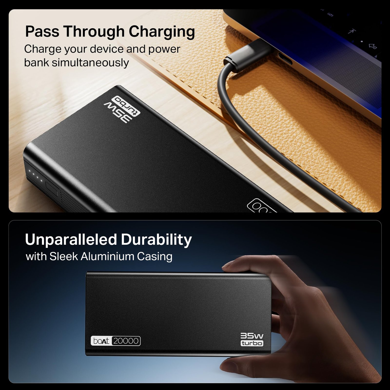 Boat Energyshroom PB435 20000 mAh 35W Super Fast Charging Power Bank, Smart 12 Layer Protection (4X Output Ports, Supports Android, iPhone, Tablets, Earbuds, etc.) (Onyx Black) - Image 7